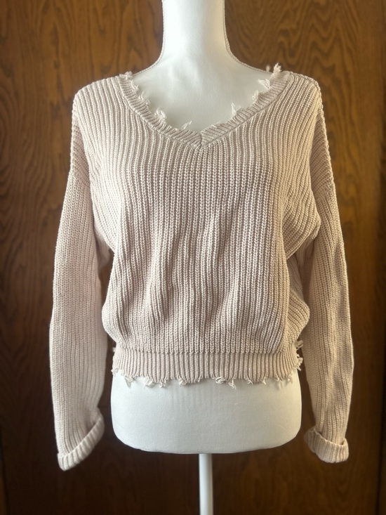 Jessica Simpson Sweaters - Jessica Simpson Frayed V-Neck Knit Sweater